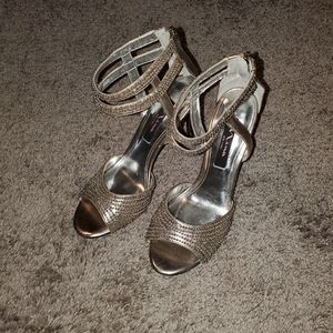 Silver Strappy Heels